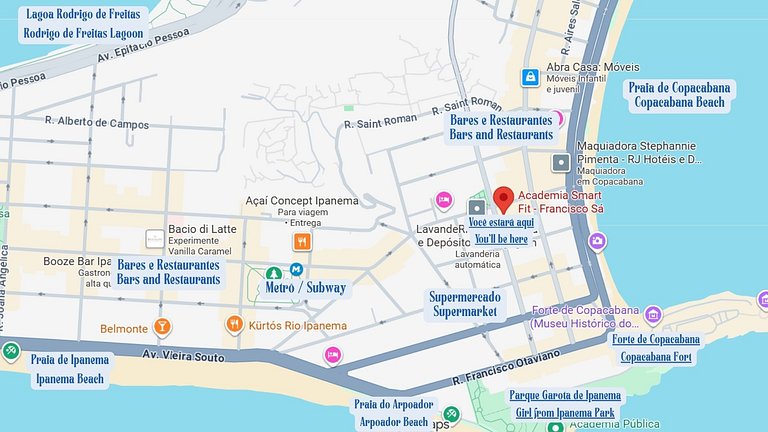 Studio between Copacabana, Ipanema and Arpoador