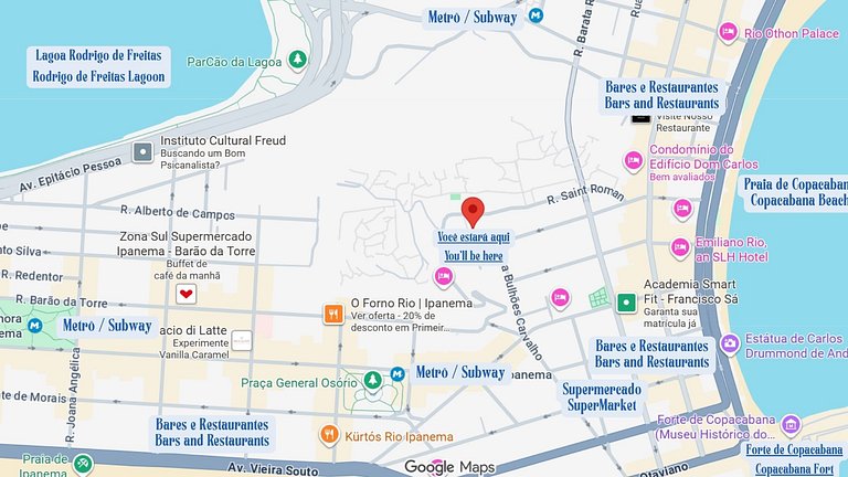 Loft entre Copacabana e Ipanema em frente ao metrô