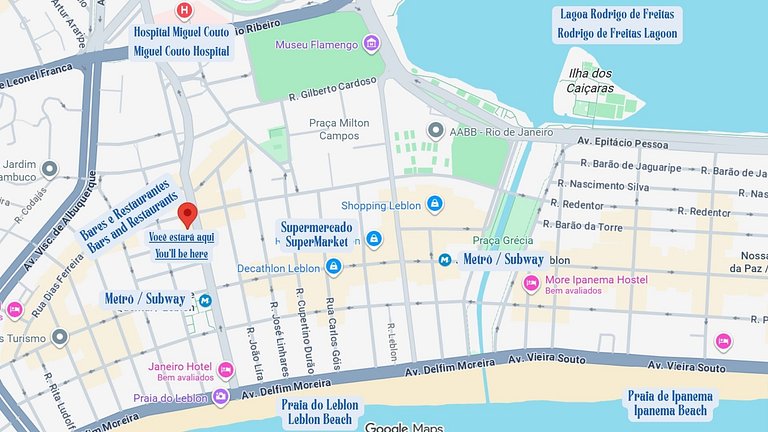 Piso en Leblon con balcón, piscina, sauna y garaje