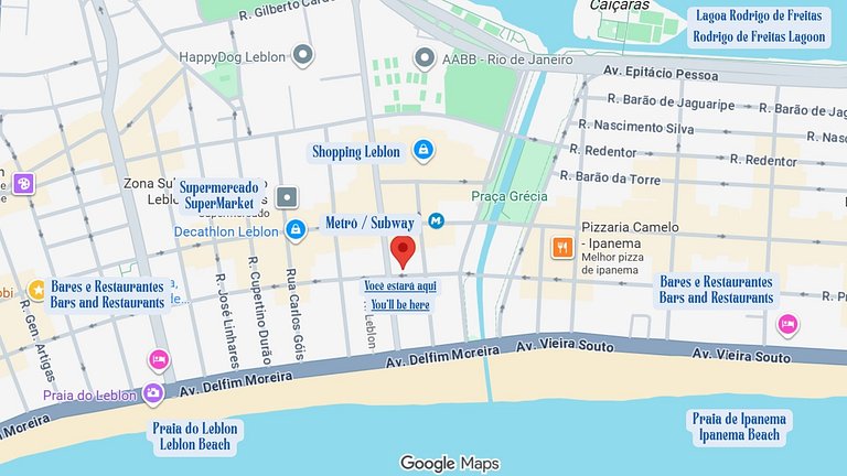 3 min walk from Leblon Beach, green view