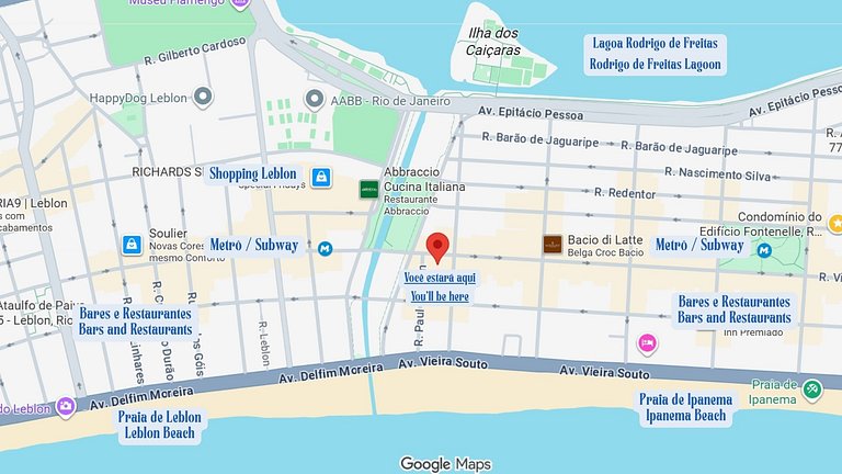 3 minutos a pie de la playa de Ipanema y Leblon