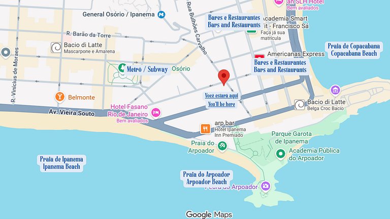 2 bedrooms / 2 bathrooms Between Copa Ipanema Arpoador